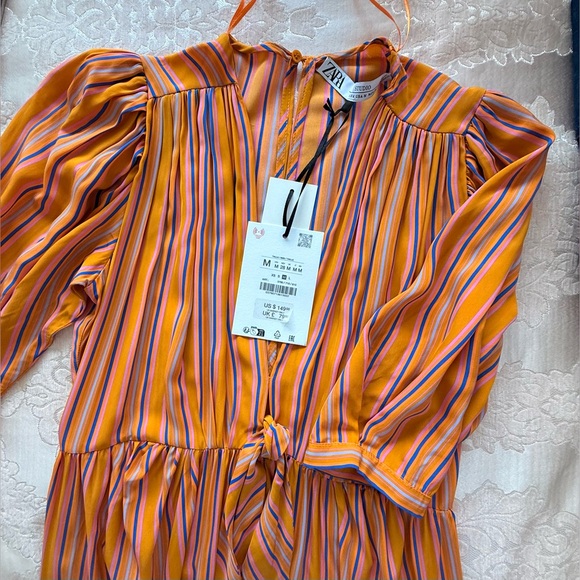 Elegant Striped Midi Dress in Orange and Purple - Picture 8 of 8